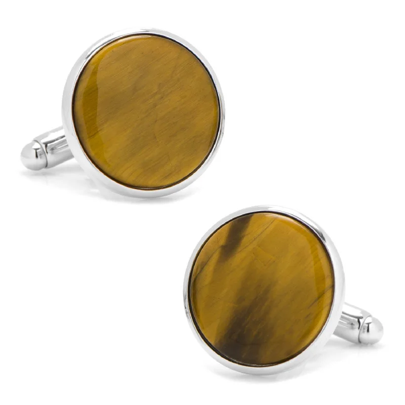 Best cufflinks with spherical designs for a playful and stylish twist-Silver and Tiger's Eye Cufflinks