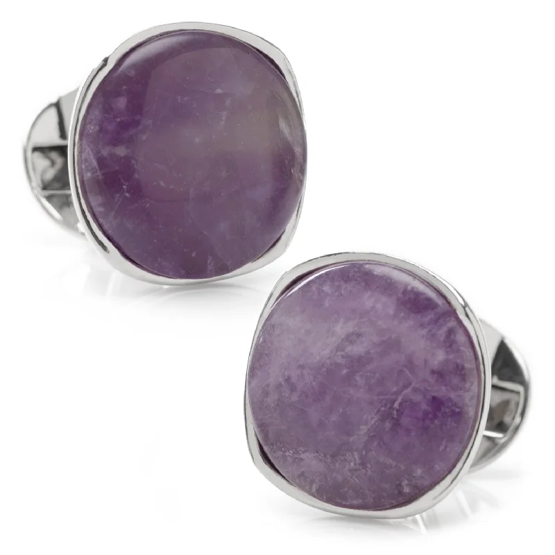 Best cufflinks with vintage cufflinks case for a stylish presentation and storage-Sterling Silver Classic Formal Amethyst Cufflinks