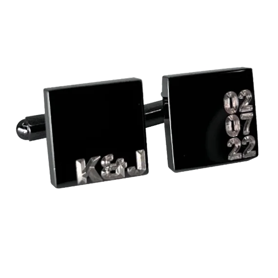 Best cufflinks with matching tie clips for a coordinated and fashionable set-Personalised Gunmetal Engraved Initial and Date Cufflinks