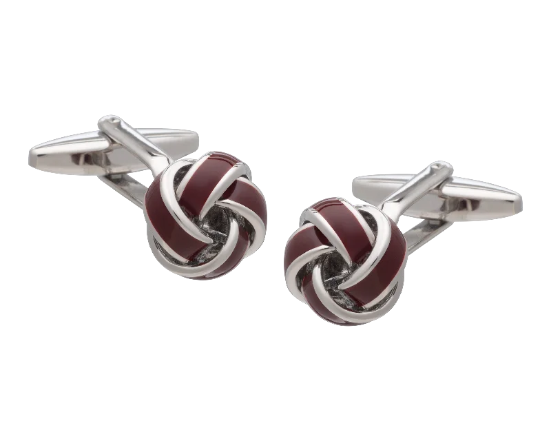 Cufflinks with classic round designs for a versatile and timeless accessory-Burgundy Knot Cufflinks