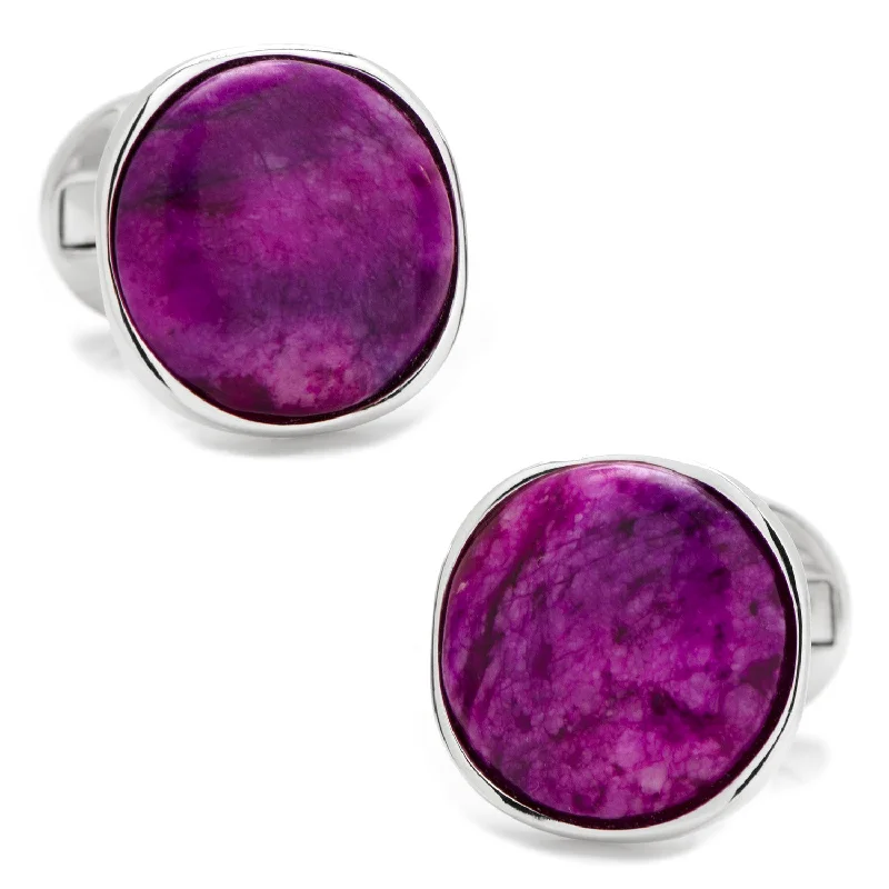 Best cufflinks for formal shirts with refined designs and premium materials-Sterling Silver Classic Round Sugilite Nebula Cufflinks