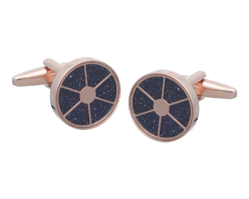 Best cufflinks with pearl inlays for a classy and elegant style-Segments of Luxury Blue Goldstone Cufflinks