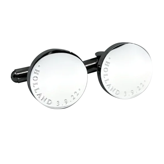 Cufflinks with animal prints for a bold and fashionable accessory-Personalised Engraved Full Name Round Silver Cufflinks