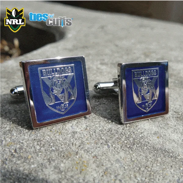 Stylish cufflinks with modern geometric designs for a contemporary fashion statement-NRL Canterbury-Bankstown Bulldogs Cufflinks