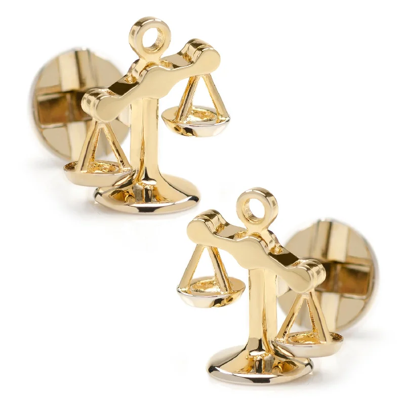 Best cufflinks with rose gold plating for a trendy and luxurious finish-Moving Parts Gold Scales of Justice Cufflinks