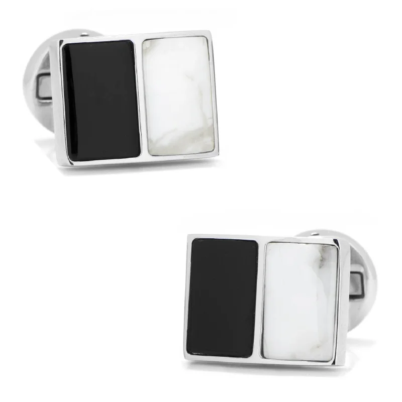 Best cufflinks with silver plating for an affordable yet luxurious appearance-Jade and Onyx Split Stainless Steel Cufflinks