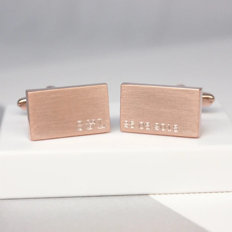 Best cufflinks with pearl inlays for a classy and elegant style-Personalised Initials and Date Cufflinks