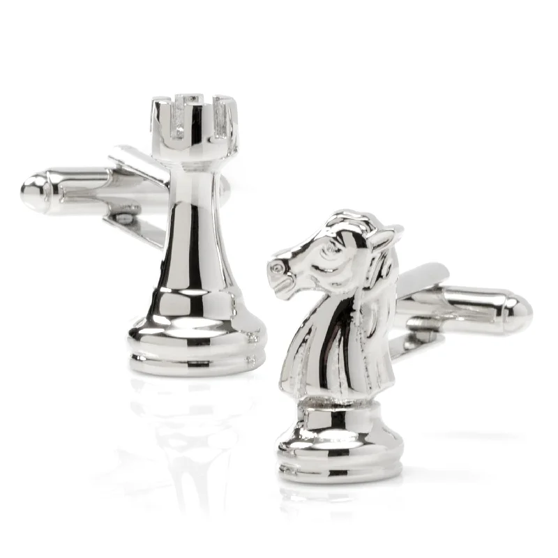 Cufflinks with celestial motifs for a cosmic and mystical fashion statement-Knight and Rook Chess Piece Cufflinks