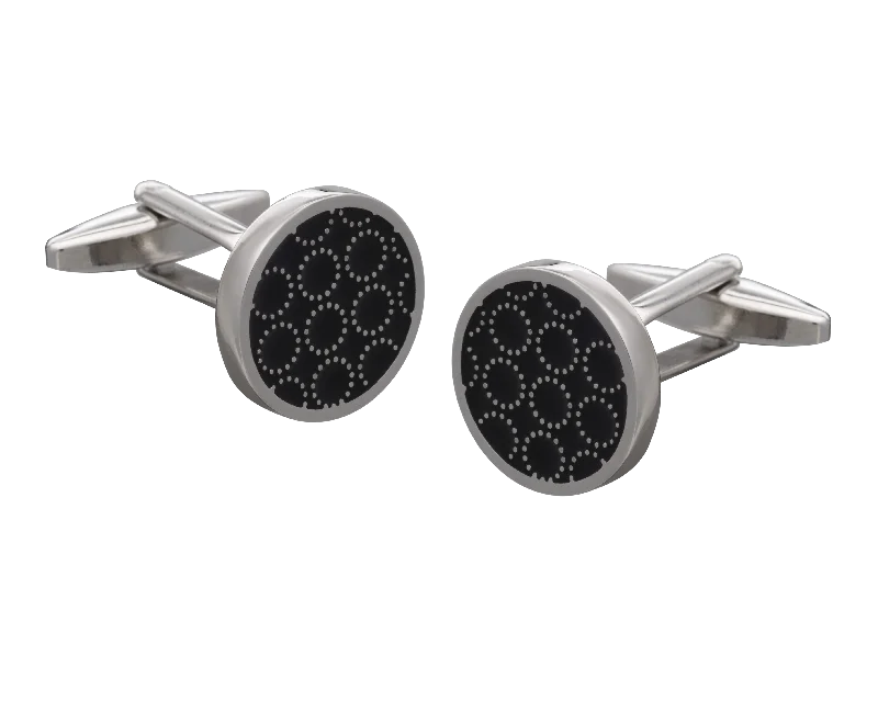 Cufflinks with classic round designs for a versatile and timeless accessory-Circle O' Metal Black Cufflinks