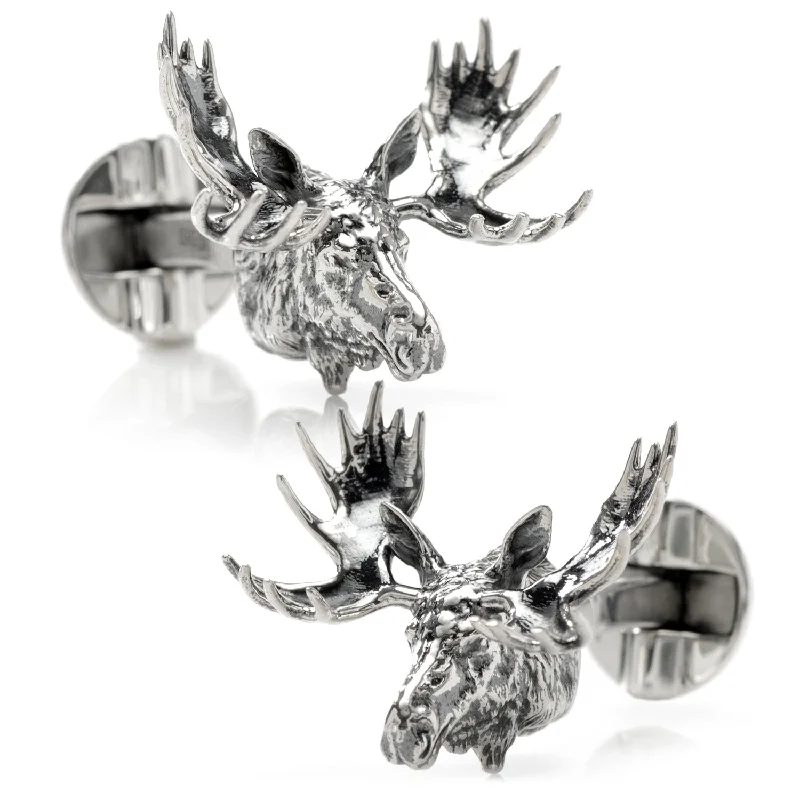 Cufflinks with angular designs for a modern and stylish look-Antique Moose Cufflinks