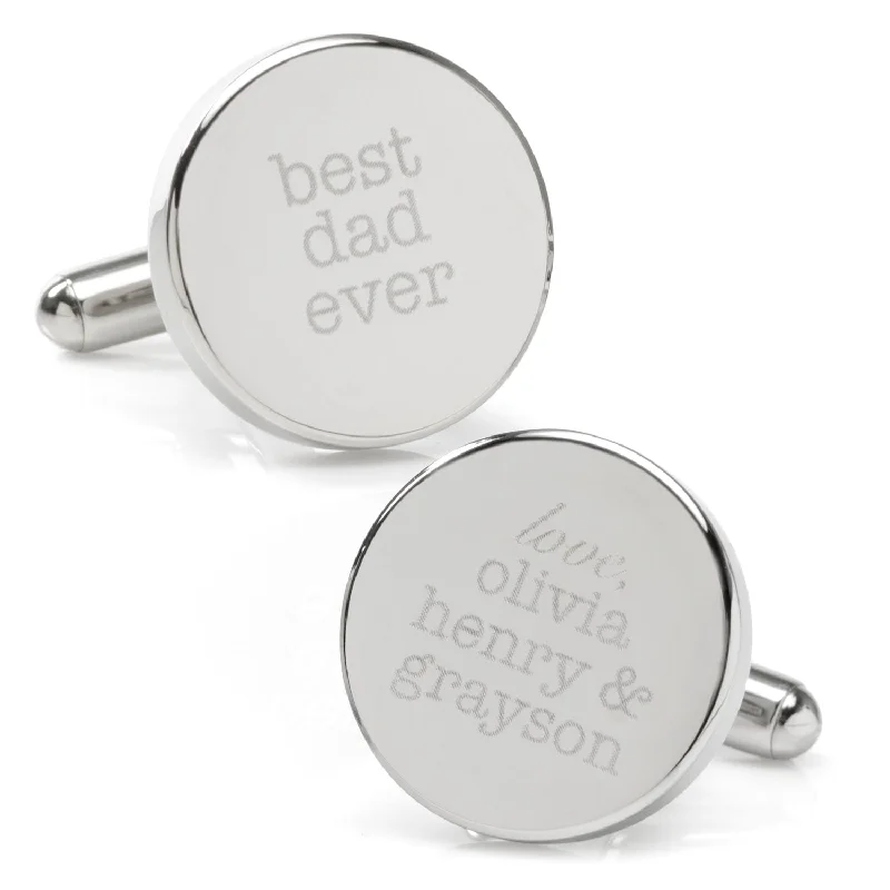 Best cufflinks with vintage cufflinks case for a stylish presentation and storage-Best Dad Ever Engravable Cufflinks