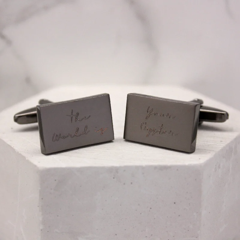 Cufflinks with luxury enamel inlays for a polished and vibrant appearance-The World Is Your Oyster Rectangle Cufflinks