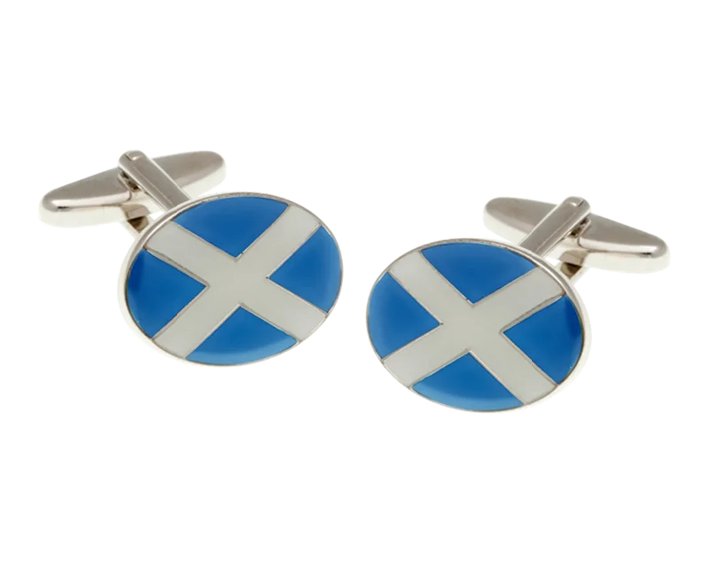 Best cufflinks with blue enamel designs for a pop of color and elegance-Flag of Scotland Cufflinks