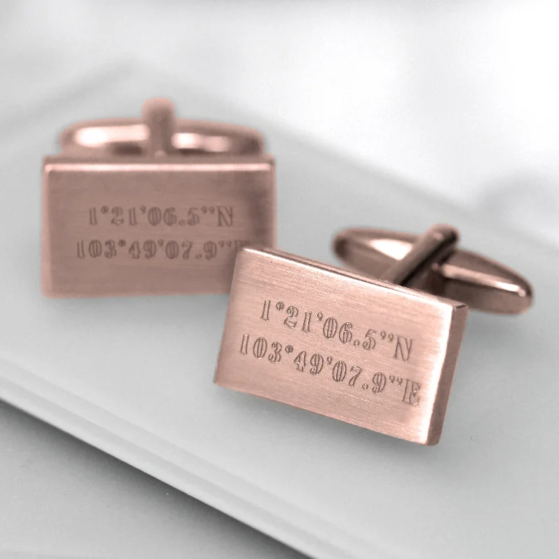 Unique cufflinks with gemstone accents for a bold and luxurious look-Personalised Rectangular Coordinate Cufflinks