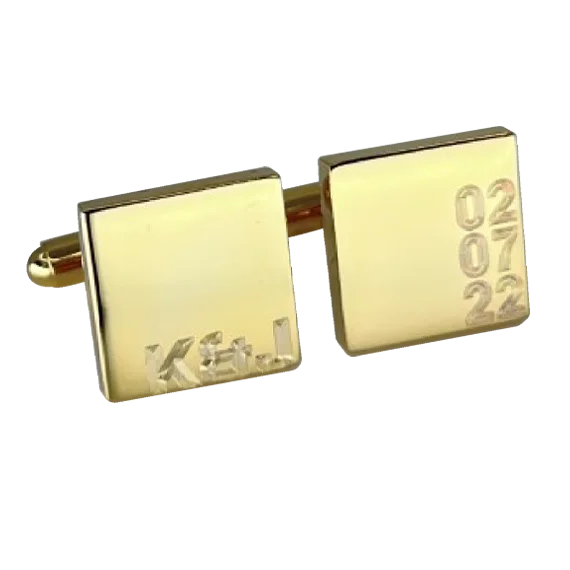 Best cufflinks with customizable monograms for a unique and personal gift-Personalised Engraved Initial and Date Gold Cufflinks