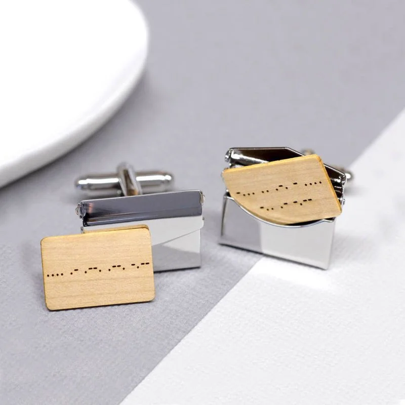 Cufflinks with solid gold for a luxurious and timeless accessory-Personalised Morse Code Envelope Cufflinks