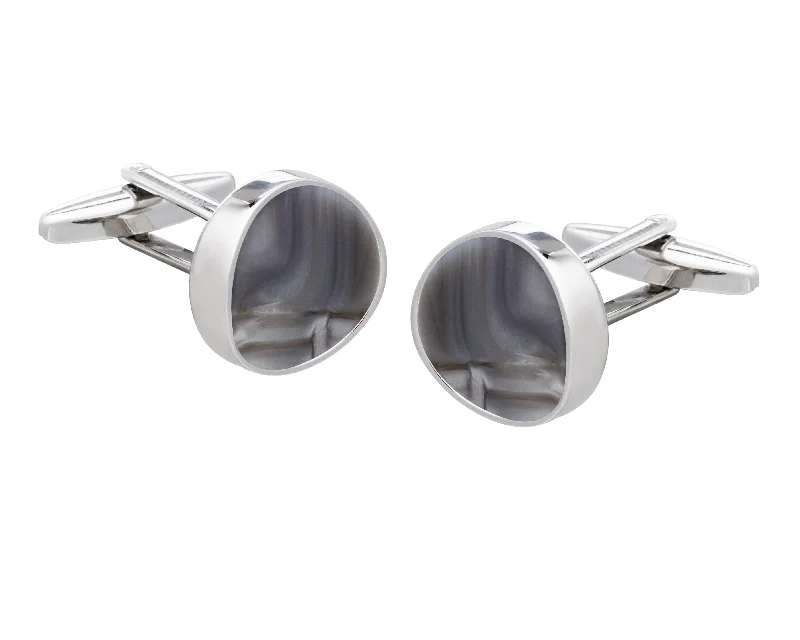 Best cufflinks with gemstone and metal inlays for a colorful and eye-catching design-Solar Textures Grey Cufflinks