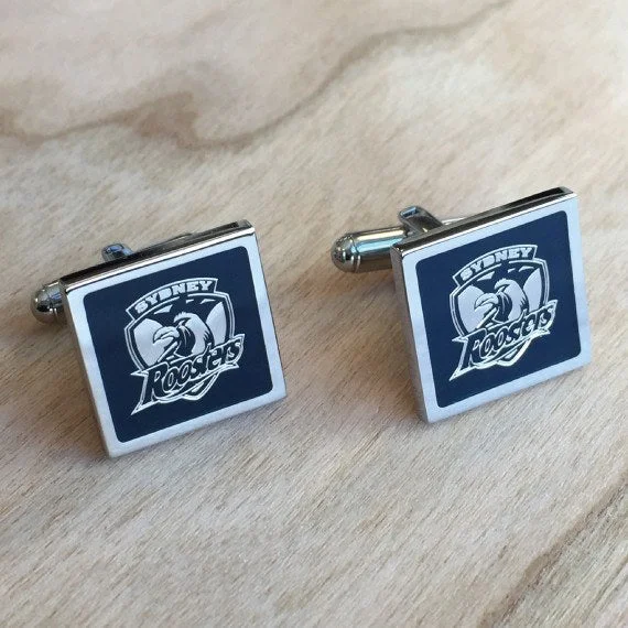 Cufflinks with engraved logos for a personalized and branded accessory-NRL Sydney Roosters Cufflinks