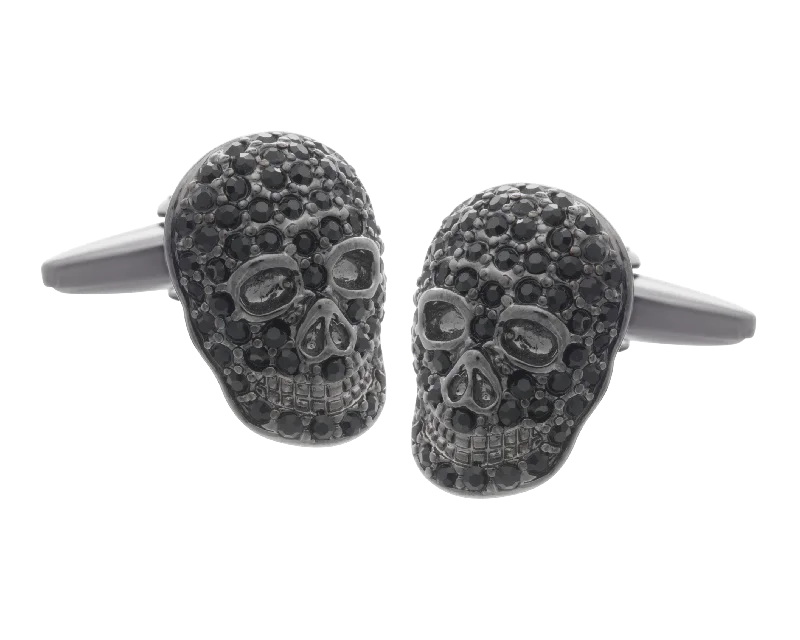 Best cufflinks with textured designs for added dimension and style-Mad & Bad Black Crystal Skull Cufflinks