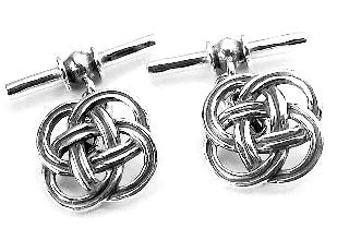 Cufflinks with crystal embellishments for added sparkle and sophistication-Sterling Silver Celtic Knotwork Chain and Bar Cufflinks