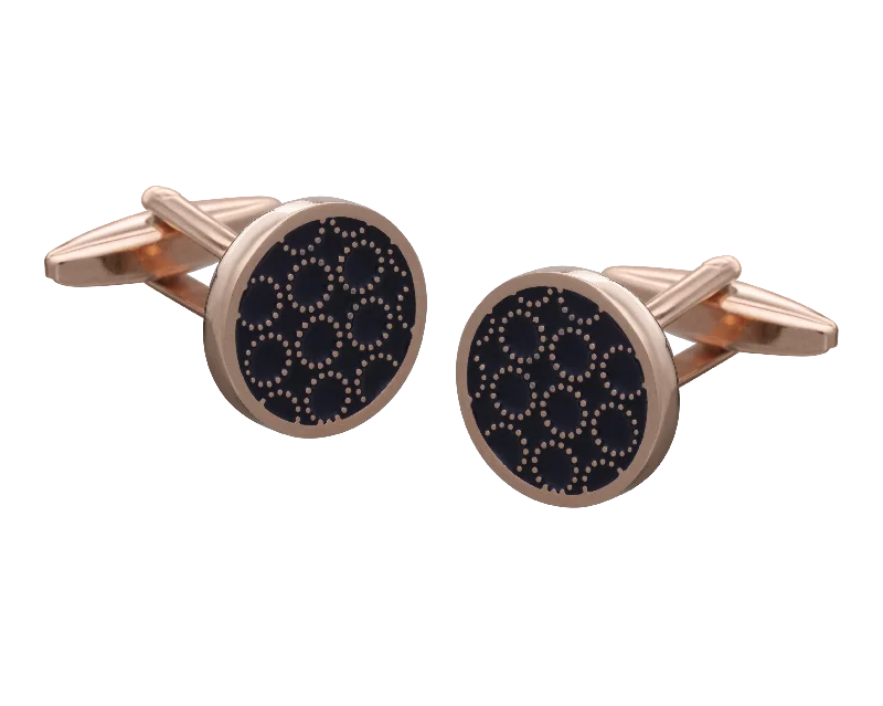 Cufflinks with luxe pearl inlays for a refined, classic look-Circle O' Navy Rose Gold Cufflinks