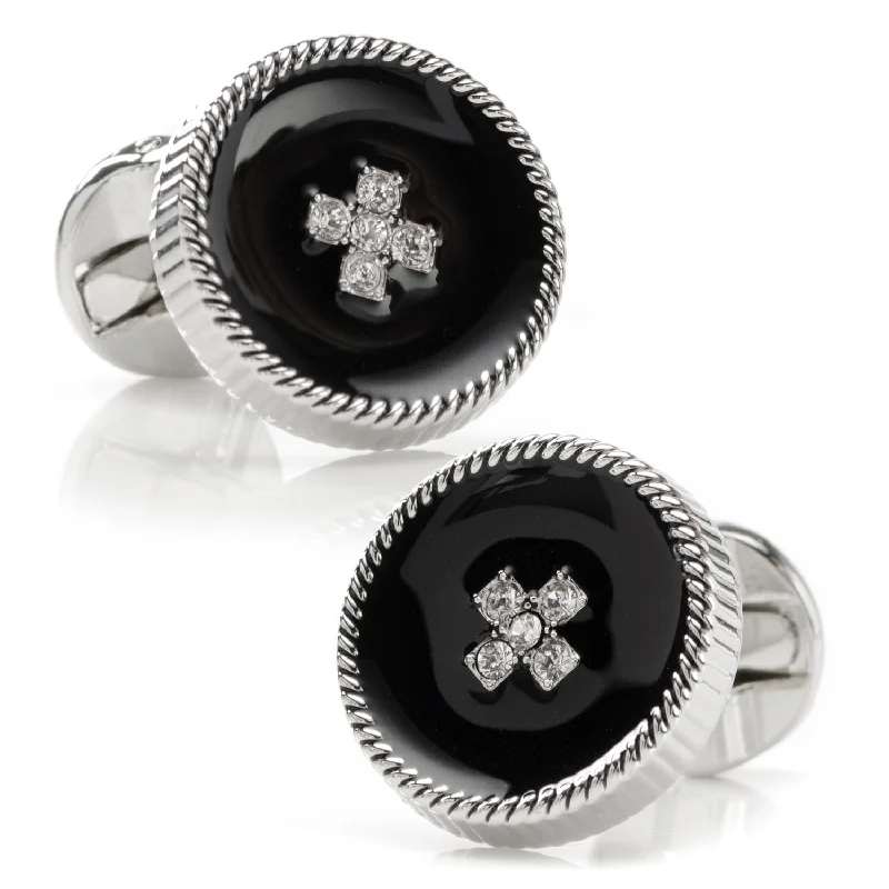 Best cufflinks with gemstone and metal inlays for a colorful and eye-catching design-Crystal Button Rope Cufflinks