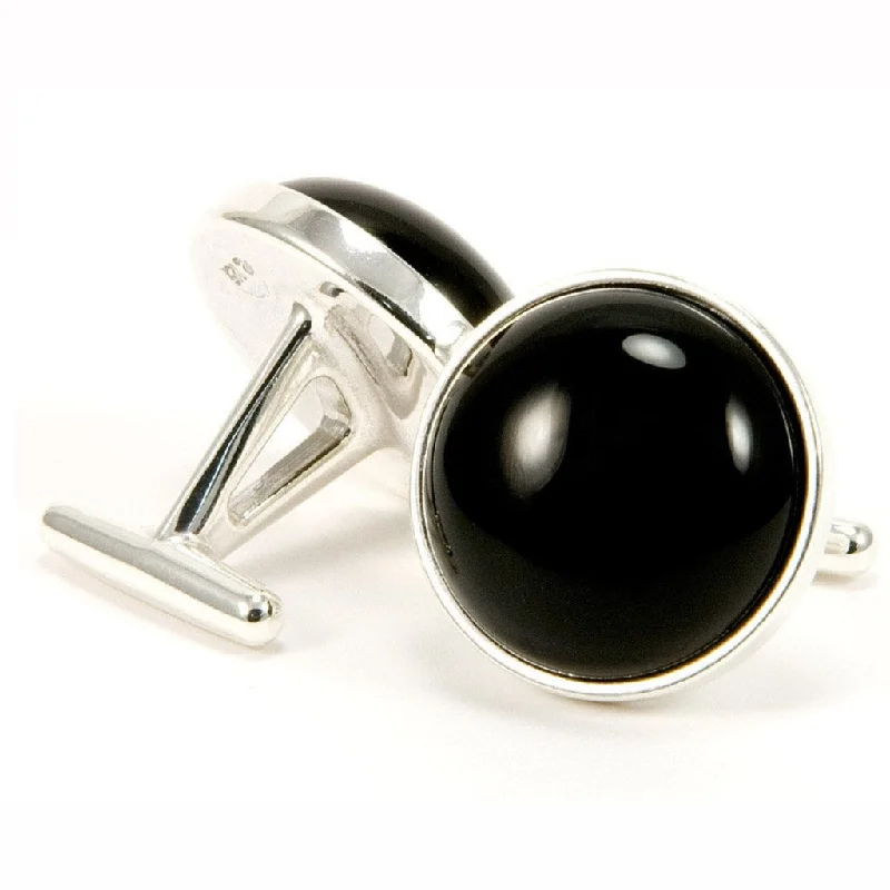 Unique cufflinks with gemstone accents for a bold and luxurious look-Black Onyx Sterling Silver Cufflinks