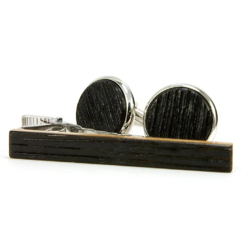 Cufflinks with custom logos for a branded and professional look-Kentucky Bourbon Barrel Silver Cufflink Tie Clip Set