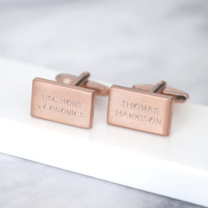 Best cufflinks for weddings with silver or gold finishes for a timeless appeal-Personalised Rectangular Graduation Cufflinks