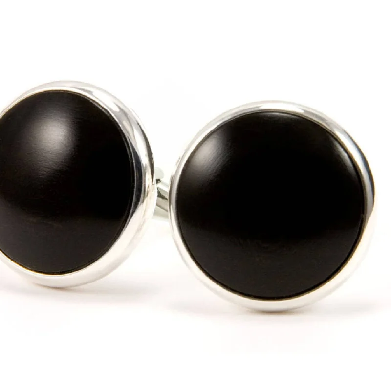 Best cufflinks for casual wear with subtle designs for a relaxed yet stylish look-Ebony Wood and Silver Cufflinks