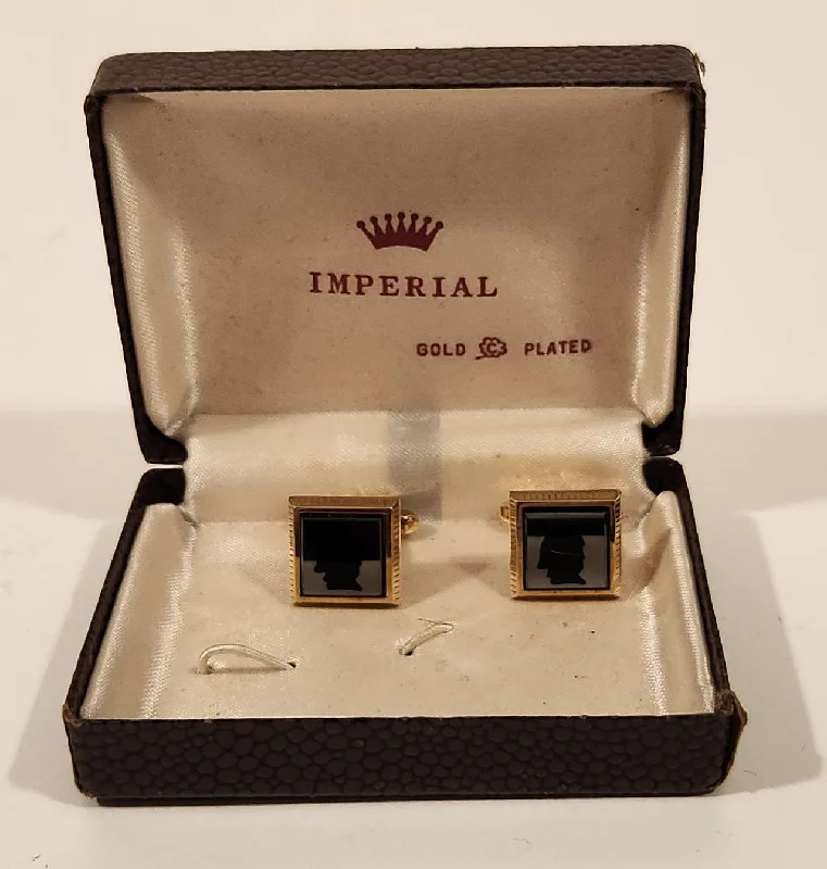 Best cufflinks for casual wear with subtle designs for a relaxed yet stylish look-Vintage Imperial Gold Plated Silhouette Cufflinks in Original Box