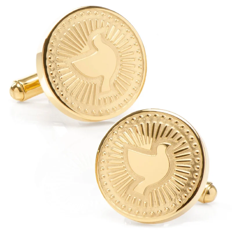 Cufflinks with unique novelty designs for fun and creative gifts-Gold Dove Radial Cufflinks