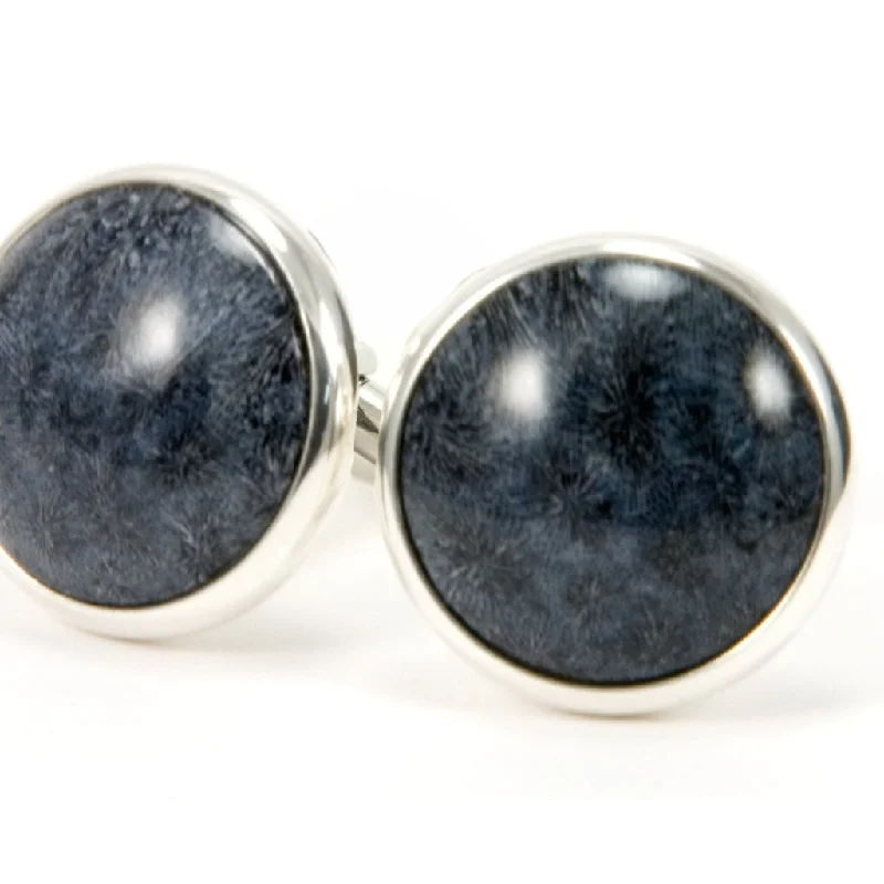 Cufflinks with crystal embellishments for added sparkle and sophistication-Fossil Coral Silver Cufflinks