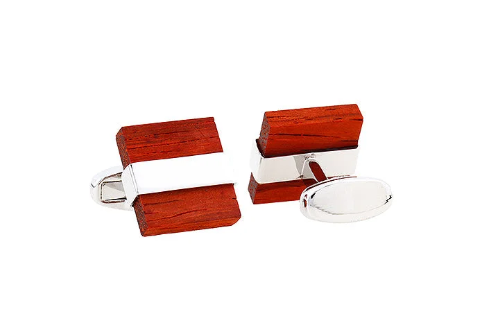 Cufflinks with textured metal finishes for a rugged and stylish appearance-Hamilton Reddish Brown Wooden Cufflinks