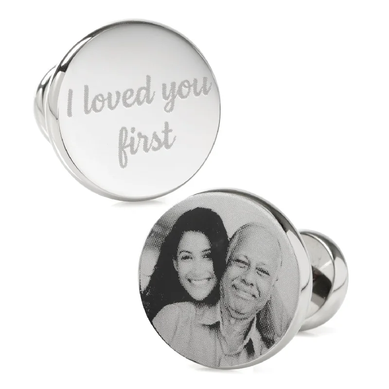 Cufflinks with abstract designs for a modern and artistic fashion statement-I Loved You First Custom Photo Cufflinks