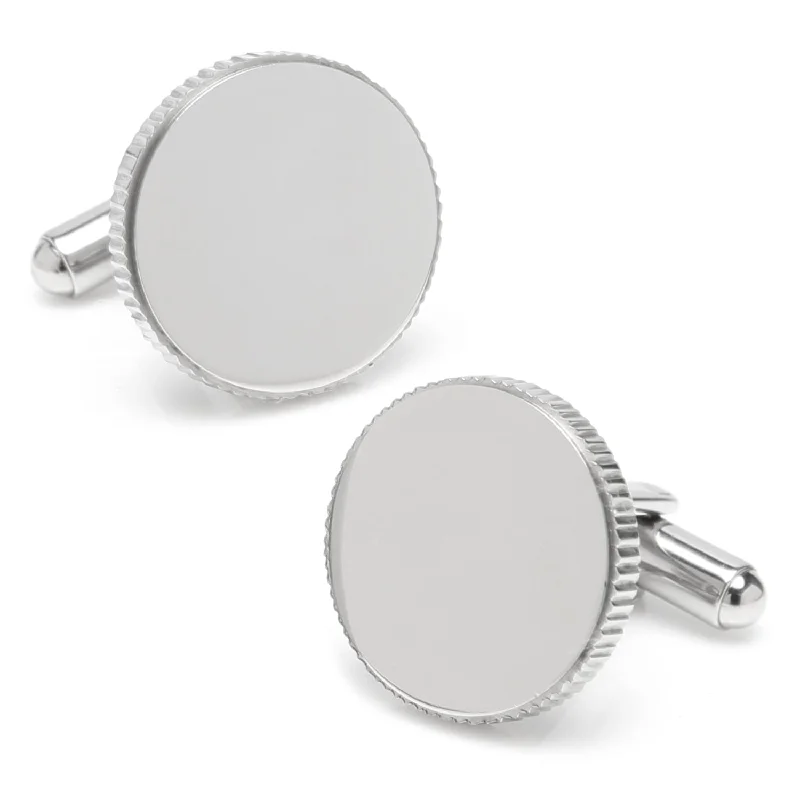 Best cufflinks with engraved monogrammed initials for a personalized gift-Stainless Steel Coin Edge Engravable Cufflinks