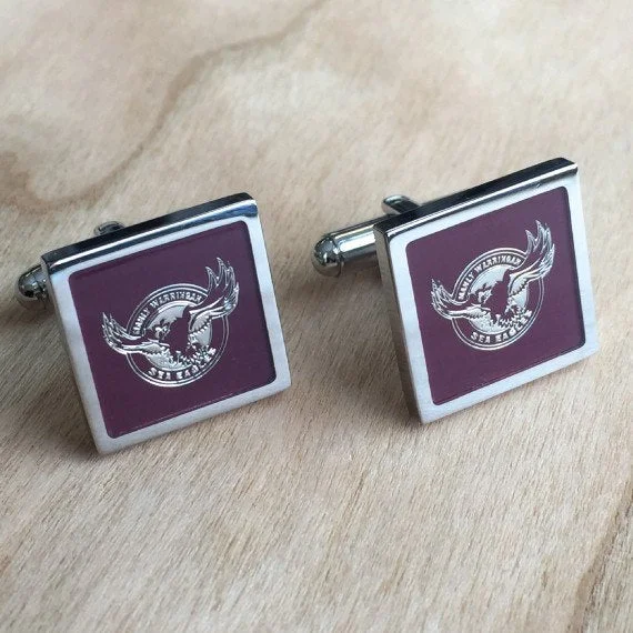 Best cufflinks with sterling silver finishes for a refined and sophisticated style-NRL Manly-Warringah Sea Eagles Cufflinks