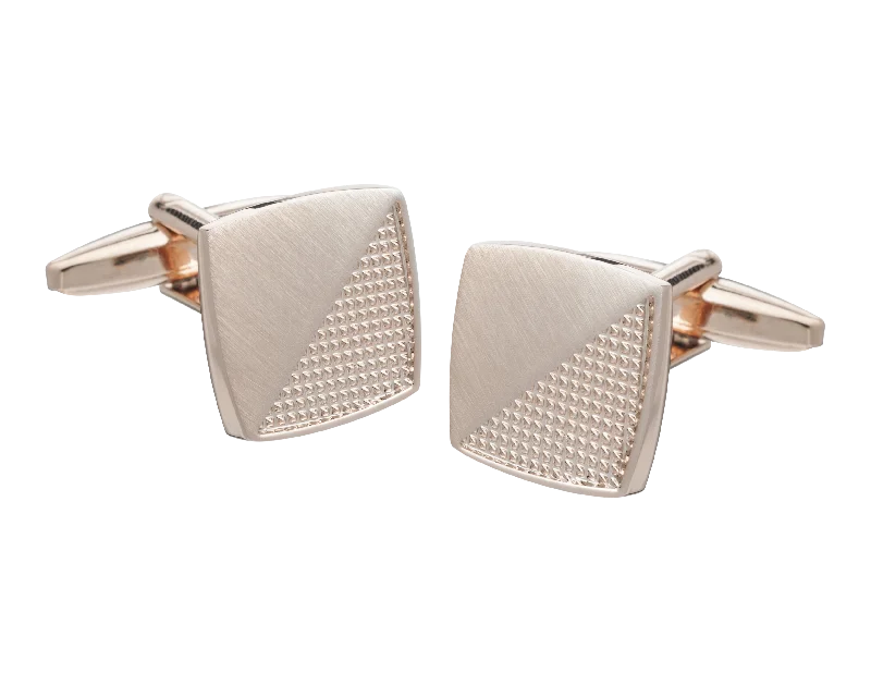 Best cufflinks for men with personalized birthstone options for meaningful gifts-Rose Gold Rough and Smooth Square Cufflinks