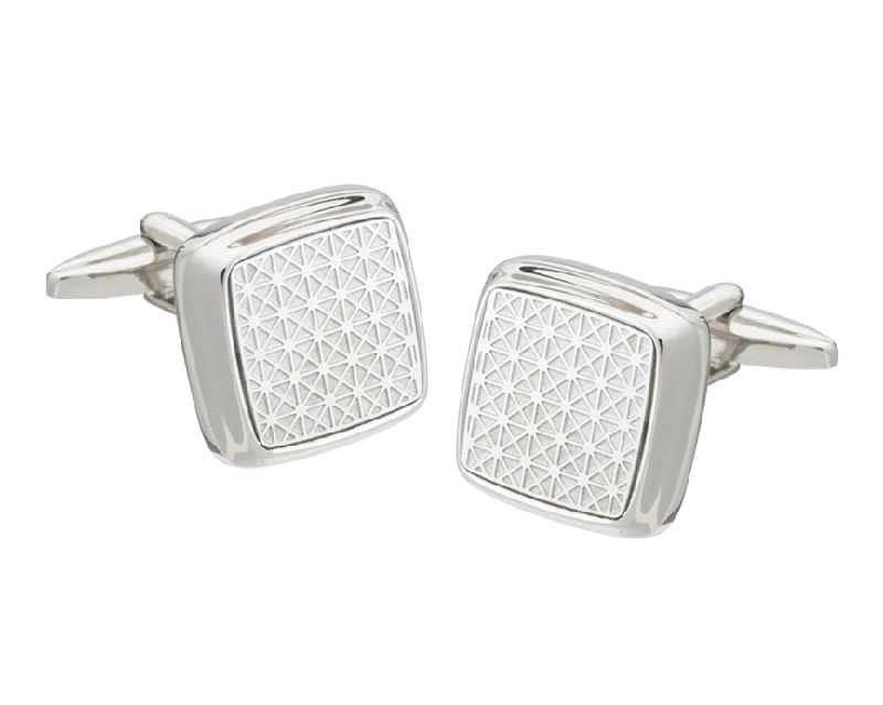 Cufflinks with military insignia designs for a bold, distinguished look-Diagonal Grid Square Cufflinks