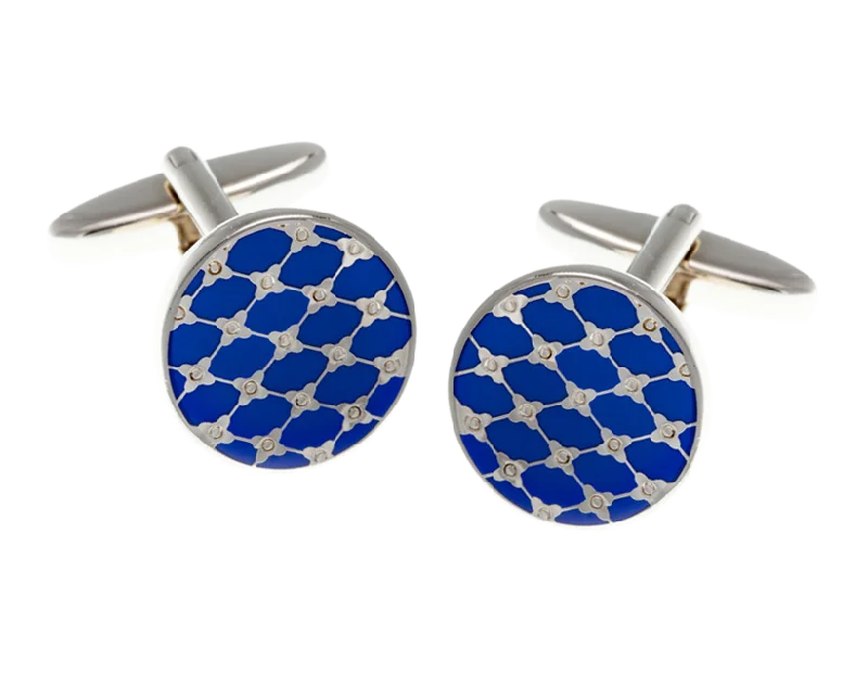 Best cufflinks with customizable monograms for a unique and personal gift-Blue Trellis Cufflinks