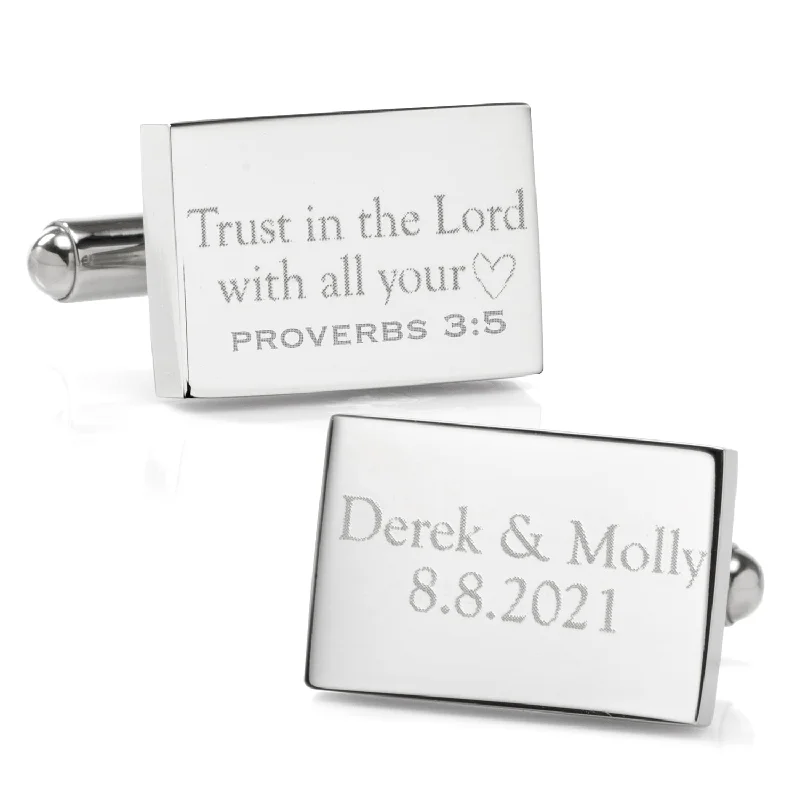 Best cufflinks with a sleek black finish for a contemporary, edgy look-Wedding Bible Verse Engravable Cufflinks