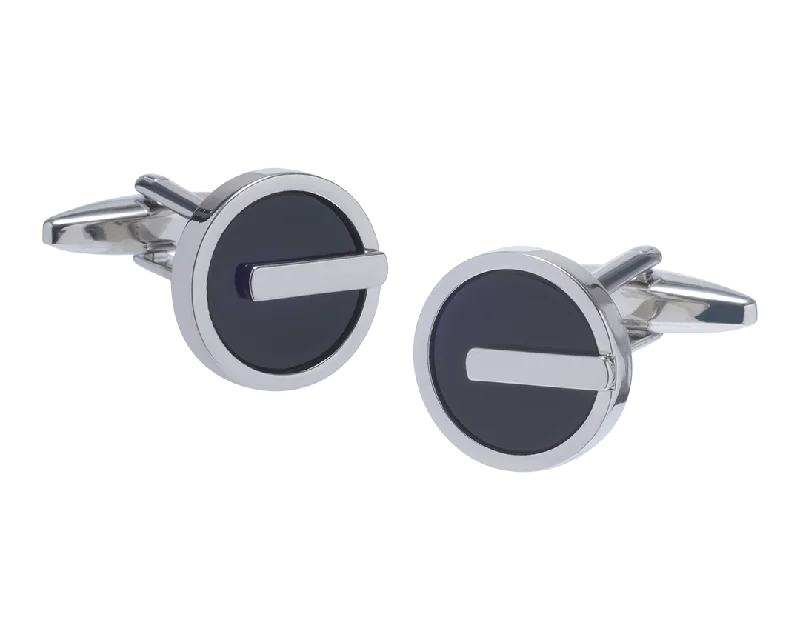 Cufflinks with brushed stainless steel designs for a rugged and modern style-Potentia Onyx Cufflinks