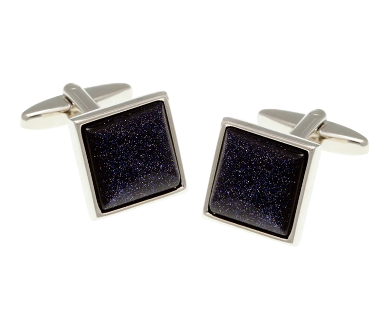 Best cufflinks with multicolored stones for a bold and vibrant appearance-Square Blue Goldstone Cufflinks