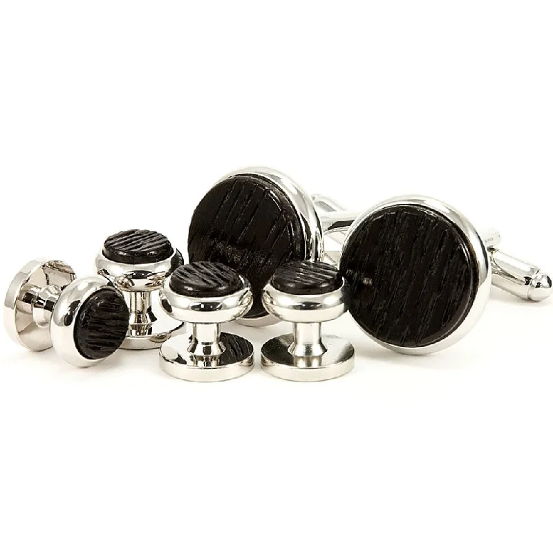 Designer cufflinks with intricate patterns for a high-fashion and stylish look-Kentucky Bourbon Silver Cufflink Tuxedo Stud Set