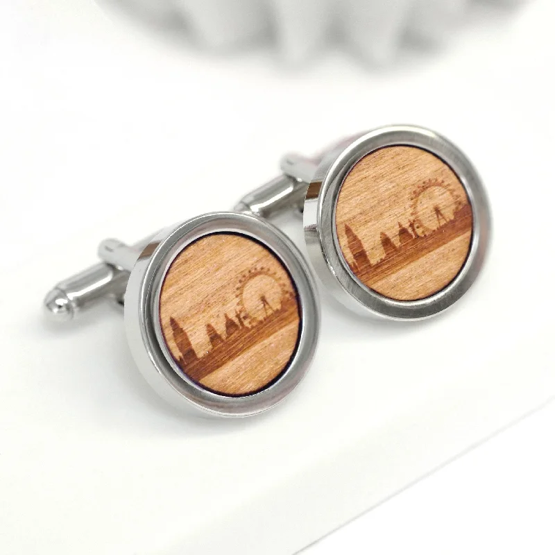 Cufflinks with artistic designs for a one-of-a-kind accessory-Wooden London Skyline Cufflinks