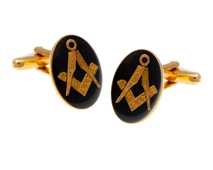 Cufflinks with artistic designs for a one-of-a-kind accessory-Navy Blue Masonic Oval Cufflinks