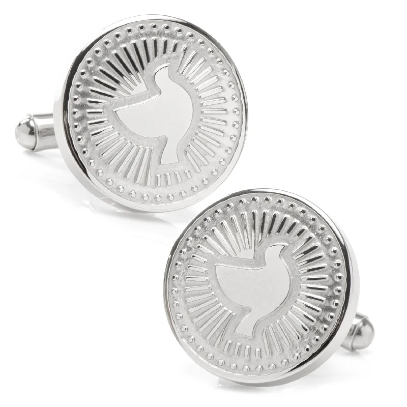 Cufflinks with black onyx stones for a refined and luxurious look-Silver Dove Radial Cufflinks