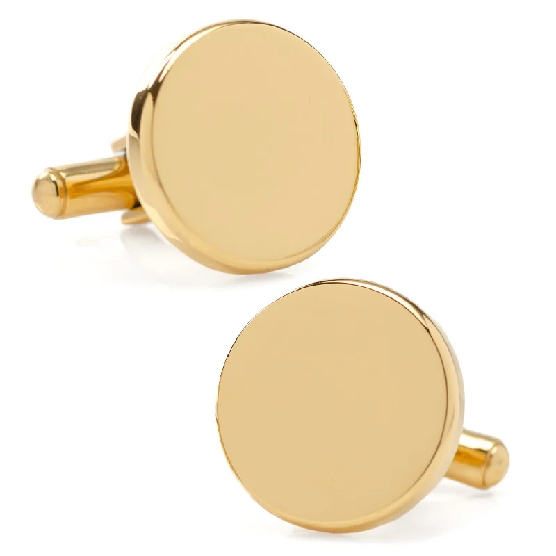 Cufflinks with classic striped patterns for a clean and elegant finish-Stainless Steel Round Infinity Gold Engravable Cufflinks