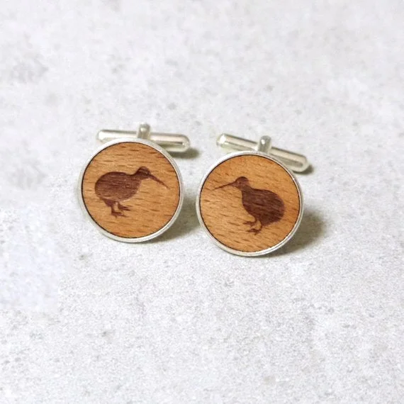 Best cufflinks with spherical designs for a playful and stylish twist-Kiwi Bird Provenance Wood Cufflinks