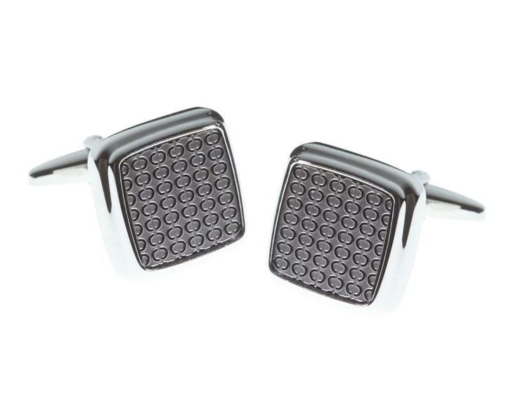 Best cufflinks with gemstone inlays for a colorful and stylish finish-Repeating Oval Soft Square Gunmetal Cufflinks